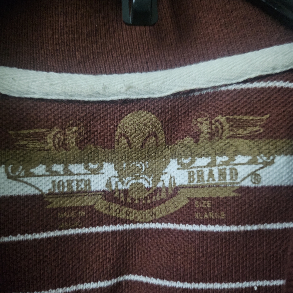 Men's Burgundy Striped Polo Shirt - Picture 3 of 3